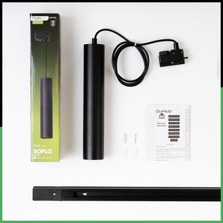 Lichtschienen-Set 1m + 3x Soplo GU10 schwarz LUMILED Stromschienenstrahler