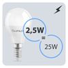 6x LED Lampen E14, Glühbirne P40 2.5W = 25W 249lm 180° 3000K warm LUMILED