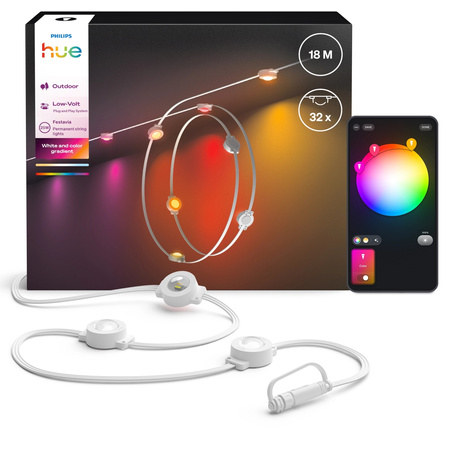 Outdoor-Garten-Girlande 18m IP65 32LED RGB SMART Smart Bluetooth ZigBee Weiß und Farbe Ambiente Festavia Philips HUE