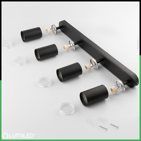 Wandleuchte LED Spot Reflektor 4x GU10 IP44 ADERO Schwarz Lumiled