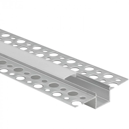 Aluminiumprofil Unterputz für LED Einbau für Gipskarton Platten 1m mit opalem Lampenschirm und Ecolight-Endkappen