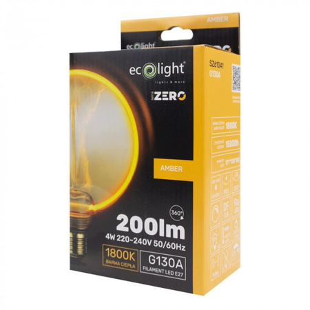 LED-Lampe Glühbirne G130 E27 4W 200lm 1800K Warm FILAMENT Dekorativ ZERO Ecolight