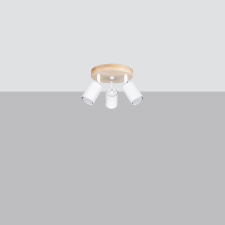 VERDO 3P 3xGU10 Weiß Holz Skandinavisch SOLLUX Deckenleuchte