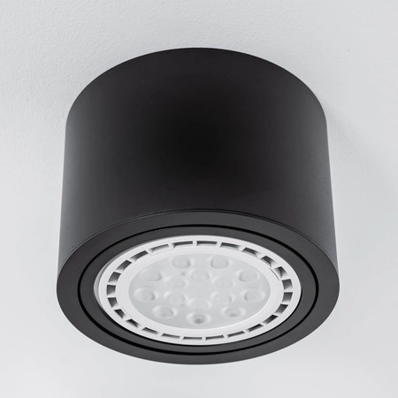 Halogen-Aufbauleuchte GU10, AR111 Aufbauspot 100mm beweglich Runde Tube Schwarz TELES LUMILED