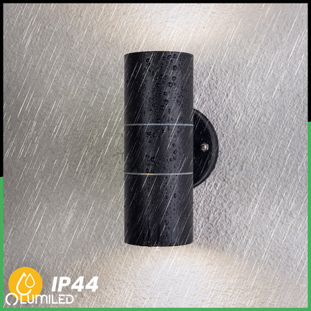 Wandleuchte Außen GU10, Garten-Wandleuchte IP44 nach oben und unten Schwarz ZINNA LUMILED