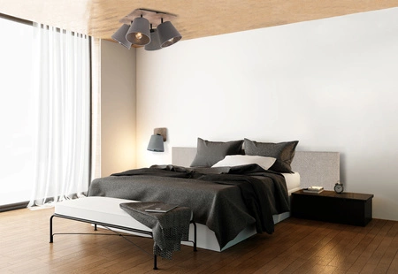 Deckenleuchte AWINION IV 9716 Nowodvorski Grau 4xE27 Kronleuchter Lampenschirm + klassisches Sperrholz