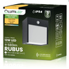 Garten Wandleuchte LED Außenwandleuchte PIR IP54 12W 3000K RUBUS LUMILED
