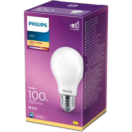 E27 A60 LED Lampen 10,5 W = 100 W, 1521 lm, 2700 K, warm 300 ° PHILIPS Classic