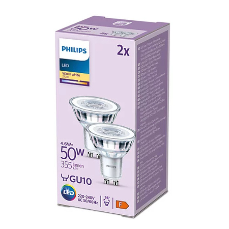 LED Lampen Set 2x GU10 Reflektor 4.6W = 50W 355lm 2700k Warm PHILIPS