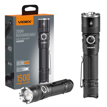 Wiederaufladbare LED-Hand-Taschenlampe 20W 1500lm 6 Modi USB-C Wasserdicht IP66 Videx