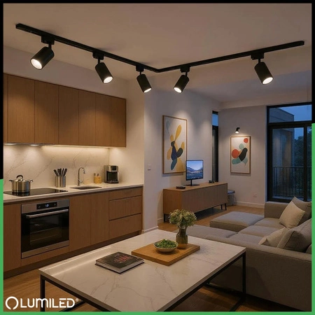 Rail Kit Schiene 3m + 5x GU10 LED Strahler Schwarz