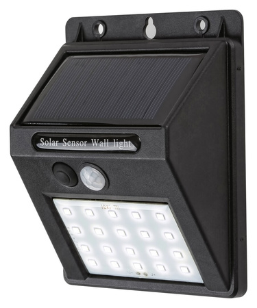Garten-LED-Solar-Wandleuchte OSTRAVA 1,3W 4000K IP44 mit Bewegungssensor Schwarz RABALUX