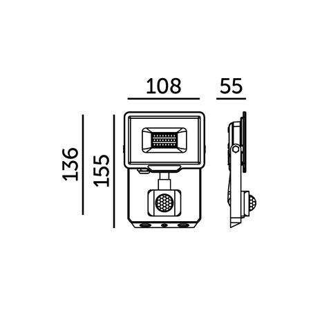 LED-Flutlicht 20W 1600lm 6000K IP44 Schwarz mit Bewegungssensor LED2B KOBI MHC