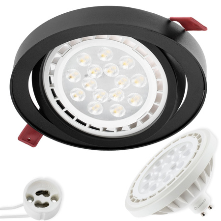 Einbaustrahler beweglich GU10, ES111, Rund, Schwarz CAPRI + LED GU10, ES111, 15W, 4000K LUMILED