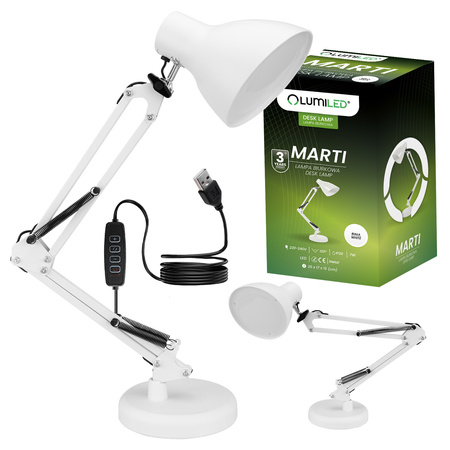 LED 7W CCT Dimmbare Marti White Lumiled Schreibtischlampe