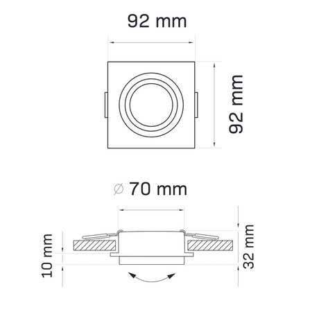 Spot MR16 Schwarz Gold 12V LIKA Sanico Goldlux Unterputzmontage