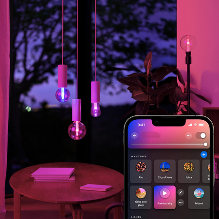 LED-Glühbirne E27 Dreieckig 6.8W = 60W 500lm 2000-6500K CCT + RGB FILAMENT SMART Smart Bluetooth ZigBee Weiß und Farbe Ambiance Philips HUE