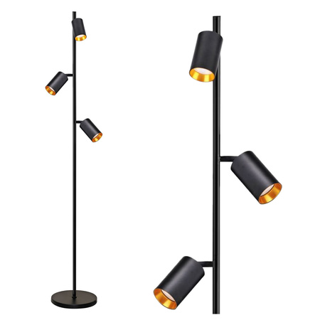 Stehleuchte Stehend 3x GU10 Schwarz Gold MARIBEL Sanico Goldlux