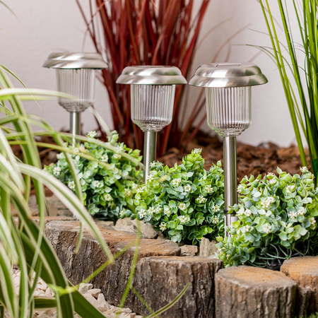 LED SOLAR Gartenlampe Chrom 6000K kaltweiß 41cm