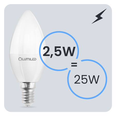 LED Lampen E14, Kerzenform Lampe B35 2.5W = 25W 249lm 180° 3000K warm LUMILED