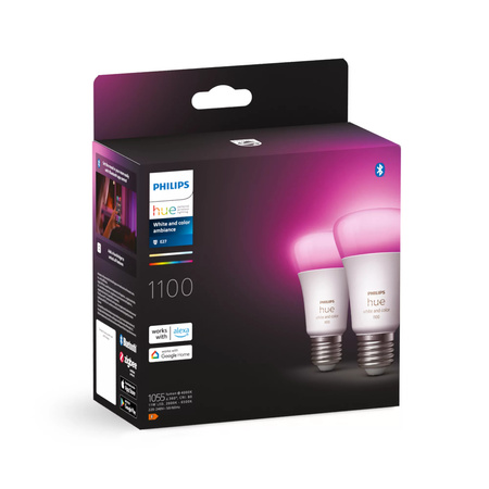 2PAK LED-Glühbirne E27 A60 9W CCT RGB PHILIPS HUE Weiß & COLOR Ambiente Bluetooth Zigbee