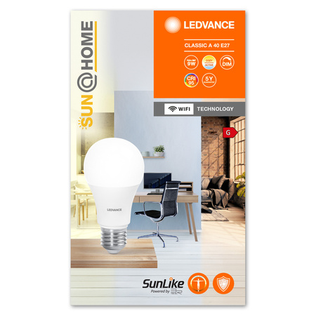 LED-Lampe E27 A40 9W = 40W 750lm CCT 200° CRI95 LEDVANCE SMART+ WIFI Dimmbar SUNATHOME CLASSIC