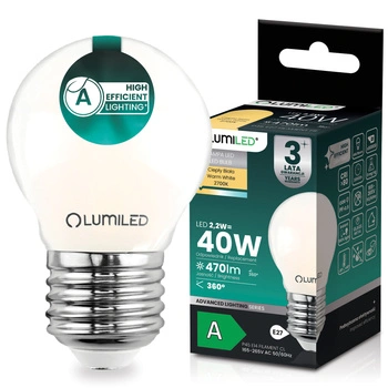 LED-Lampe E27 Kugel P45 2,2W 470lm = 40W 2700K warmweiß 360° Filament Energieklasse A LUMILED