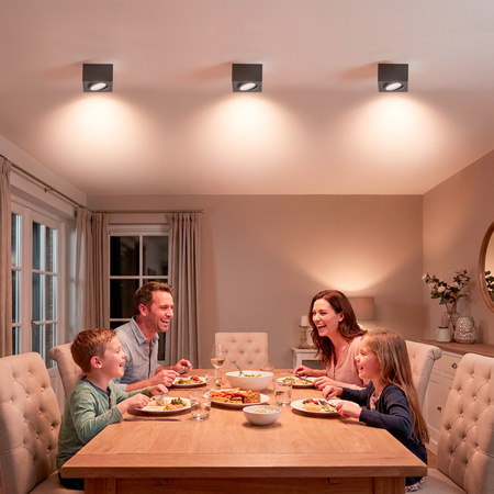 Halogen-Aufbauleuchte, Aufbauspot 50mm beweglich Quadrat Tube Schwarz AMAT-S+LED-Einsatz 5W 3000K LUMILED