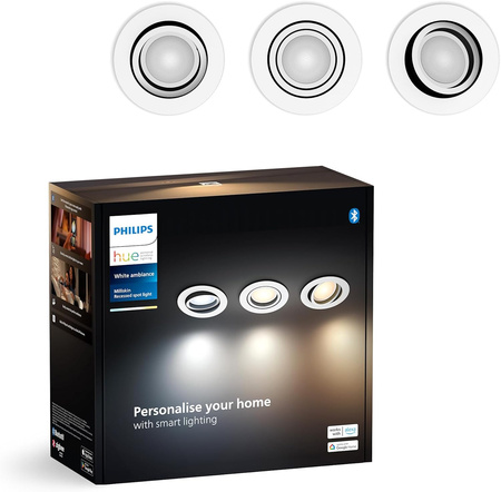 LED Milliskin Einbaumontage 3x 4.2W CCT Rund Beweglich Weiß PHILIPS HUE Bluetooth