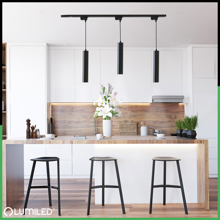 Lichtschienen-Set 1m + 3x Soplo GU10 schwarz LUMILED Stromschienenstrahler