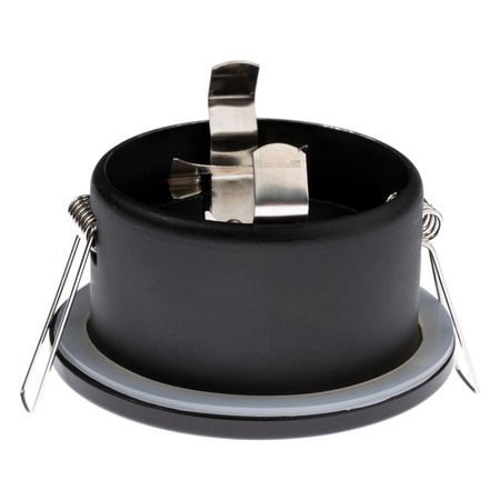 Set HALOGEN Hermetische Badezimmerleuchte PODBITKA AQUS Schwarz IP44 + LED GU10 5W 4000K Lumiled