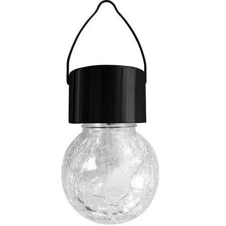 LED-Solar-Gartenlampe hängende LED-RGB-KUGEL Glas schwarz Cracked-Glas-Effekt