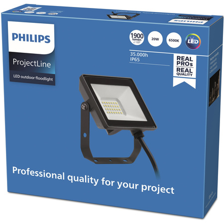 LED-Flutlicht-Reflektor 20W 1900lm 6500K IP65 Schwarz ProjectLine Philips
