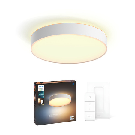 LED Plafond DEVERE Badezimmer Deckenanbauleuchte Weiß 33.5W 42.5cm IP44 CCT PHILIPS HUE Bluetooth + Dimmschalter