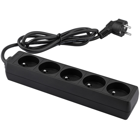 Strom-Verlängerungsstecker – 5 x Steckdose mit Erdungs-Steckdosenleiste 1,5 m 3 x 1mm 13 A Schwarz
