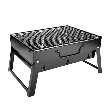 Grillset: Klappbarer Reisegrill + Grillrost-Reinigungsbürste