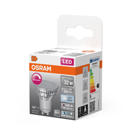 LED PAR16 Reflektor GU10 4.1W = 32W 350lm 4000K Neutral CRI90 120° Dimmbar SUPERSTAR Osram