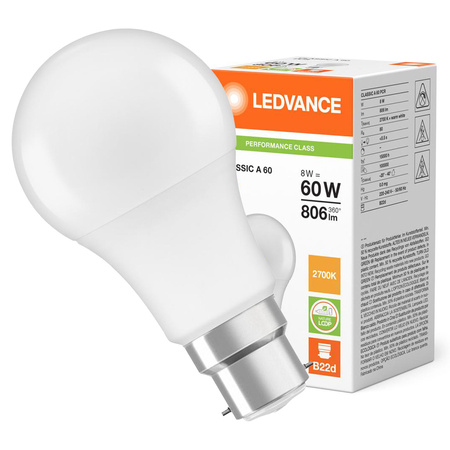 LED Lampen A60 B22d 8W = 60W 806lm 2700K Warmweiß LEDVANCE