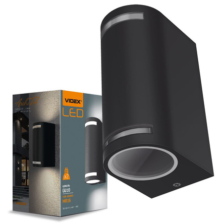 Garten-Wandleuchte Outdoor LED-Fassadenleuchte 2x GU10 IP54 Schwarz JUSTIN Videx