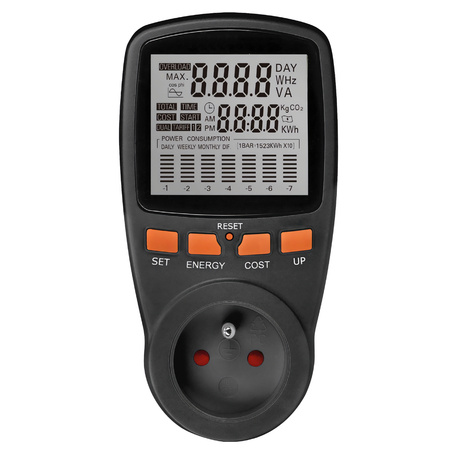 PMM2 Leistungsmessgerät mit Messung von Energieverbrauch, CO2-Emissionen und Energiekosten BlackKOBI