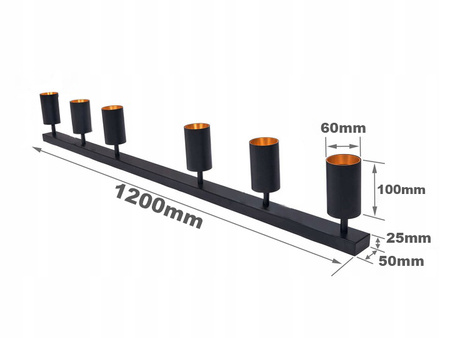 ERIS SPOT Deckenleuchte Reflektor Halogenleuchte 6xGU10 Schwarz und Gold