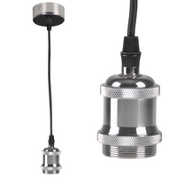 Hängelampe Aufhängung mit Lampenfassung IL MIO NOLA E27 Chrom 100 cm schwarzes Kabel