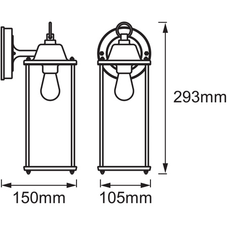 Outdoor-Gartenwandleuchte E27 LATERNE zum DOWNLOAD Schwarze Endura-Laterne LEDVANCE