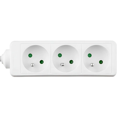 Netzverlängerungskabel Stecker - 3x geerdete Steckdose Steckdosenleiste 3m 3x1.5mm 16A Weiß