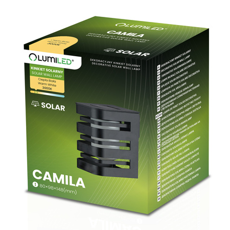 Solar-Wandleuchte LED-Fassadenleuchte Aufbauleuchte CAMILA 3000K Dämmerungssensor LUMILED