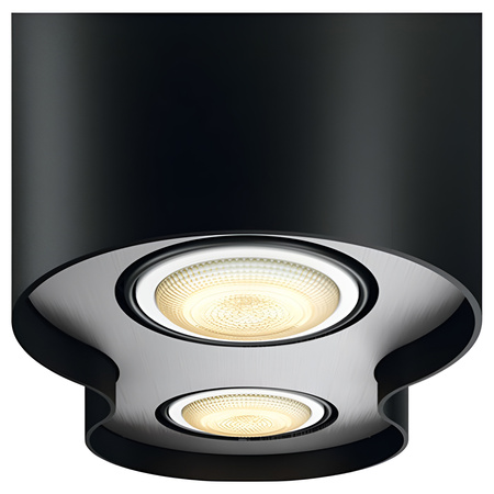 LED Spot Pillar Schwarz 2x4.2W CCT PHILIPS HUE Bluetooth Zigbee Deckenleuchte + Dimmschalter