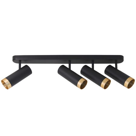 Wand- &amp; Deckenstrahler 4x GU10 Schwarz Gold FADO Sanico Goldlux