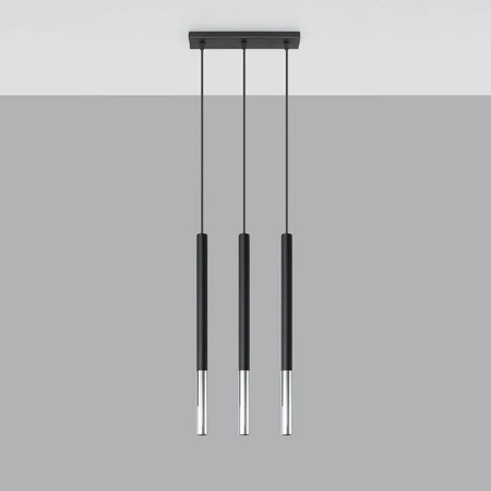 MOZAICA 3L 3xG9 Hängende Deckenleuchte Elegant Schwarz Chrom SOLLUX