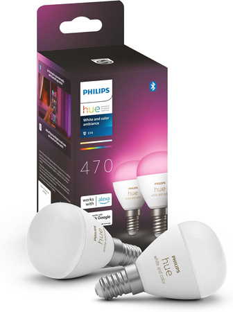 2PAK LED-Glühbirne E14 P45 5.1W CCT RGB PHILIPS HUE Weiß & COLOR Ambiente Bluetooth Zigbee