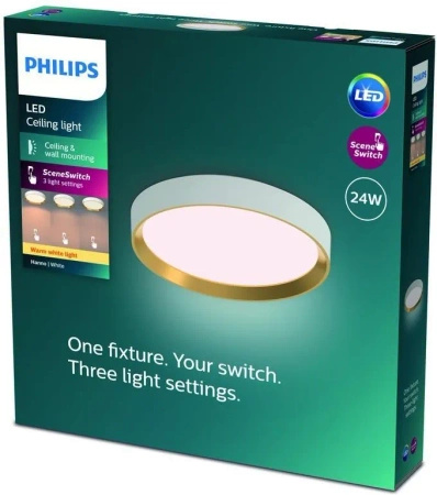 LED Plafond Deckenleuchte 24W 2800lm 4000K SceneSwitch Weiß|Gold Hanno Philips